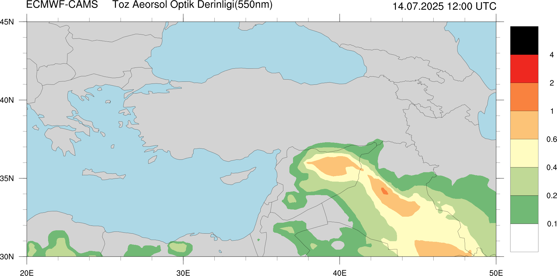 Toz Aerosol Optik Derinliği Kıbrıs