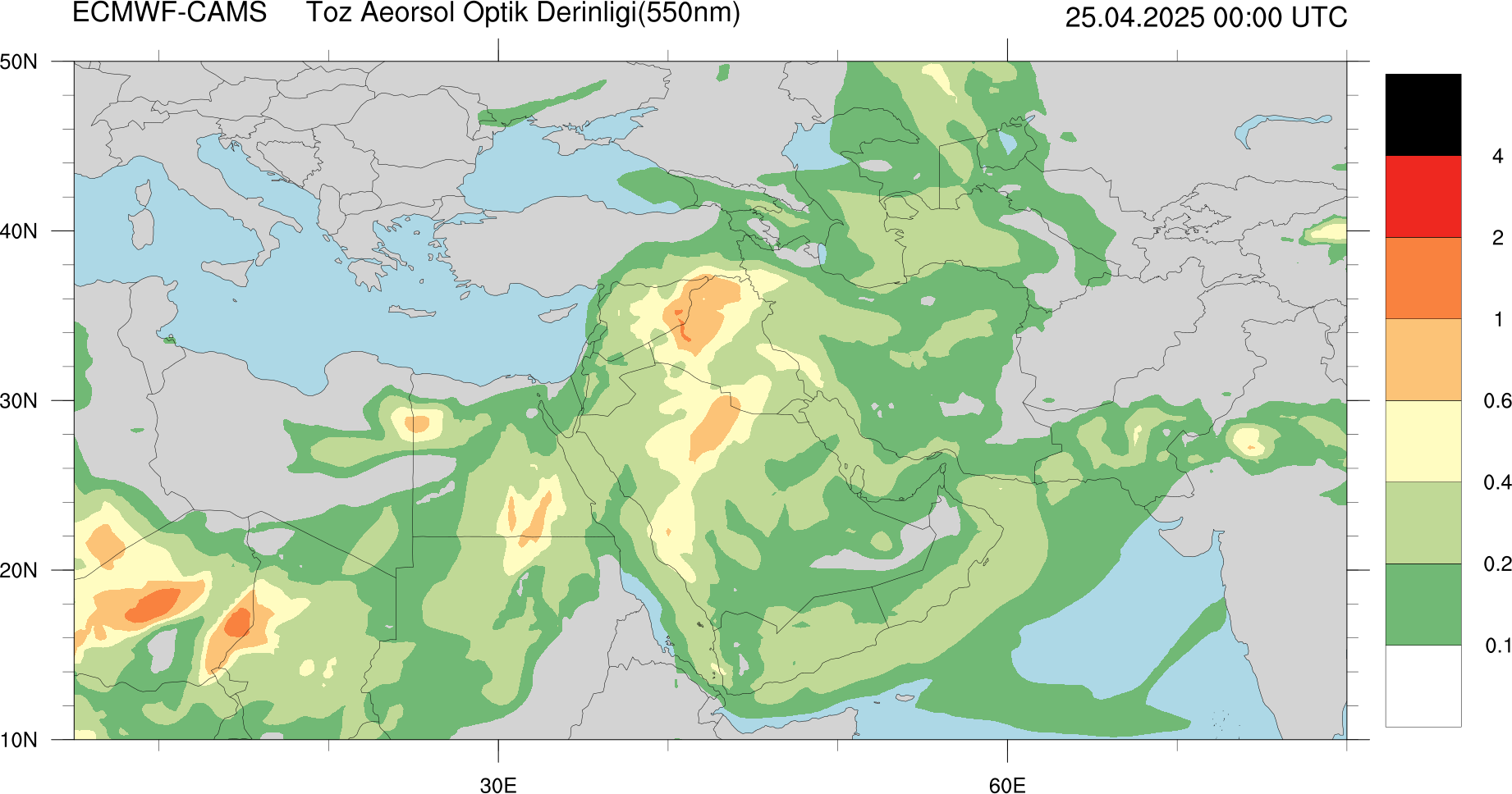 Toz Aerosol Optik Derinliği Kıbrıs