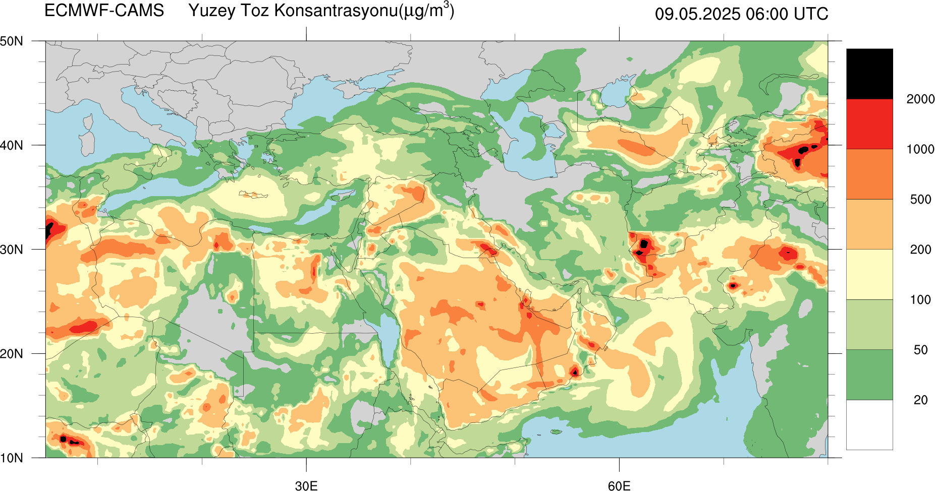 Yüzey Toz Konsantrasyonu Haritası Avrupa