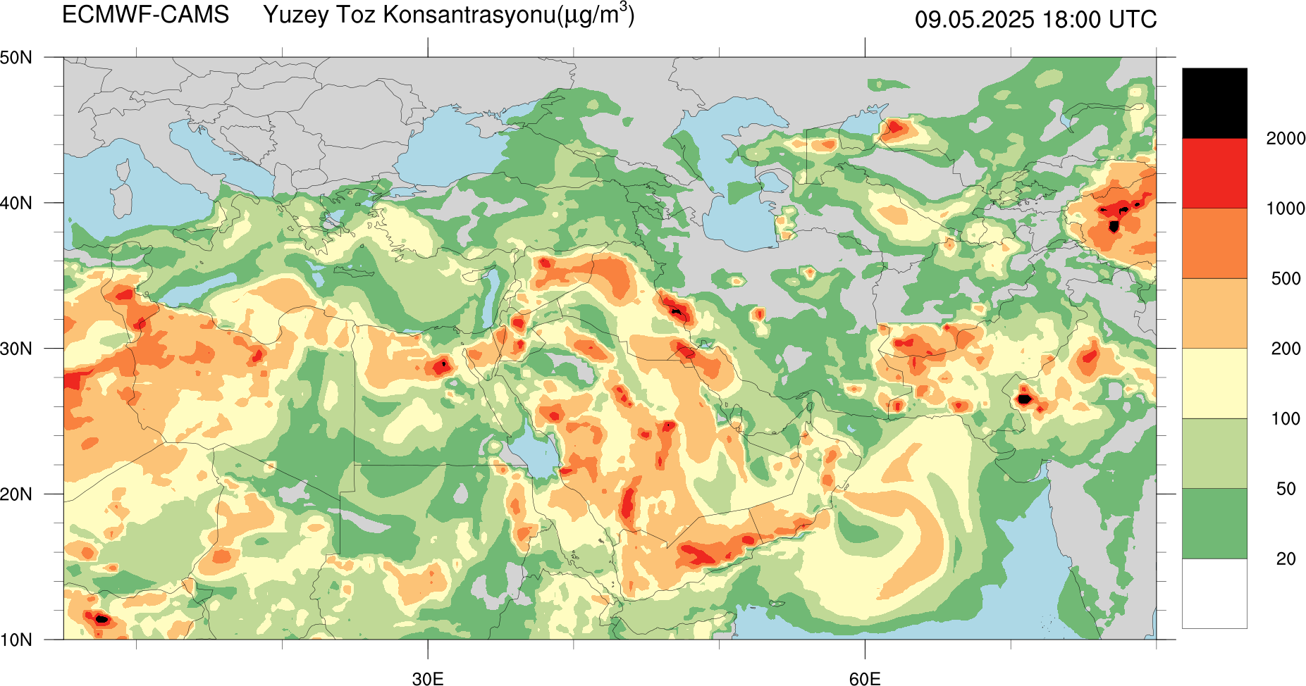 Yüzey Toz Konsantrasyonu Haritası Avrupa