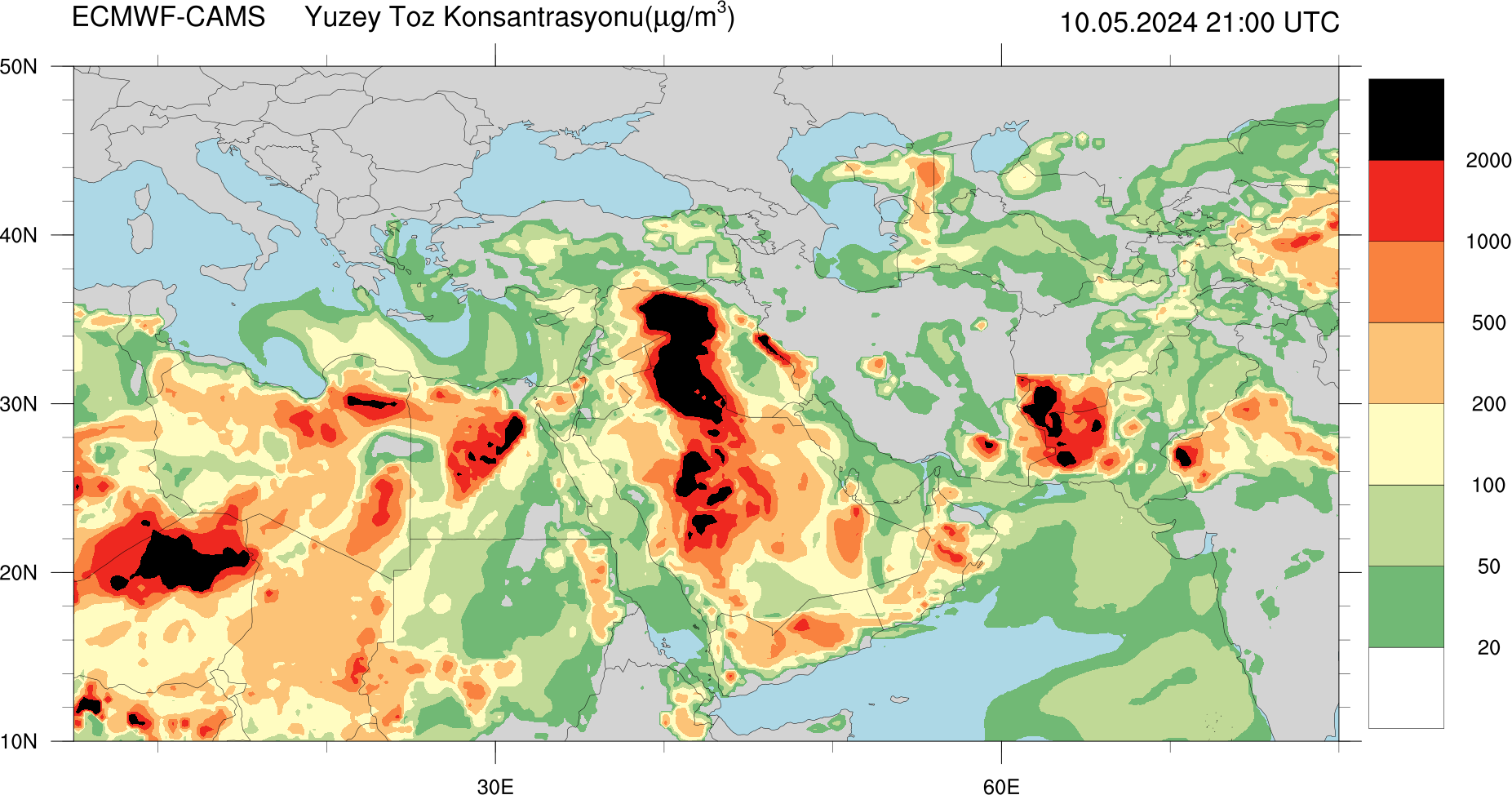 Yüzey Toz Konsantrasyonu Haritası Avrupa