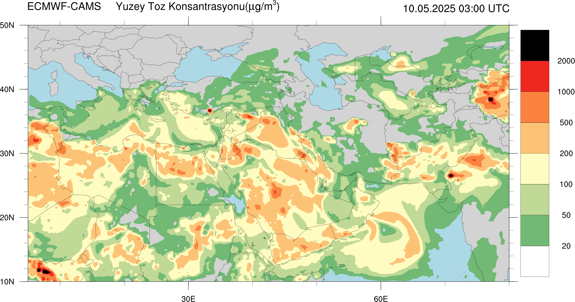 Yüzey Toz Konsantrasyonu Haritası Avrupa