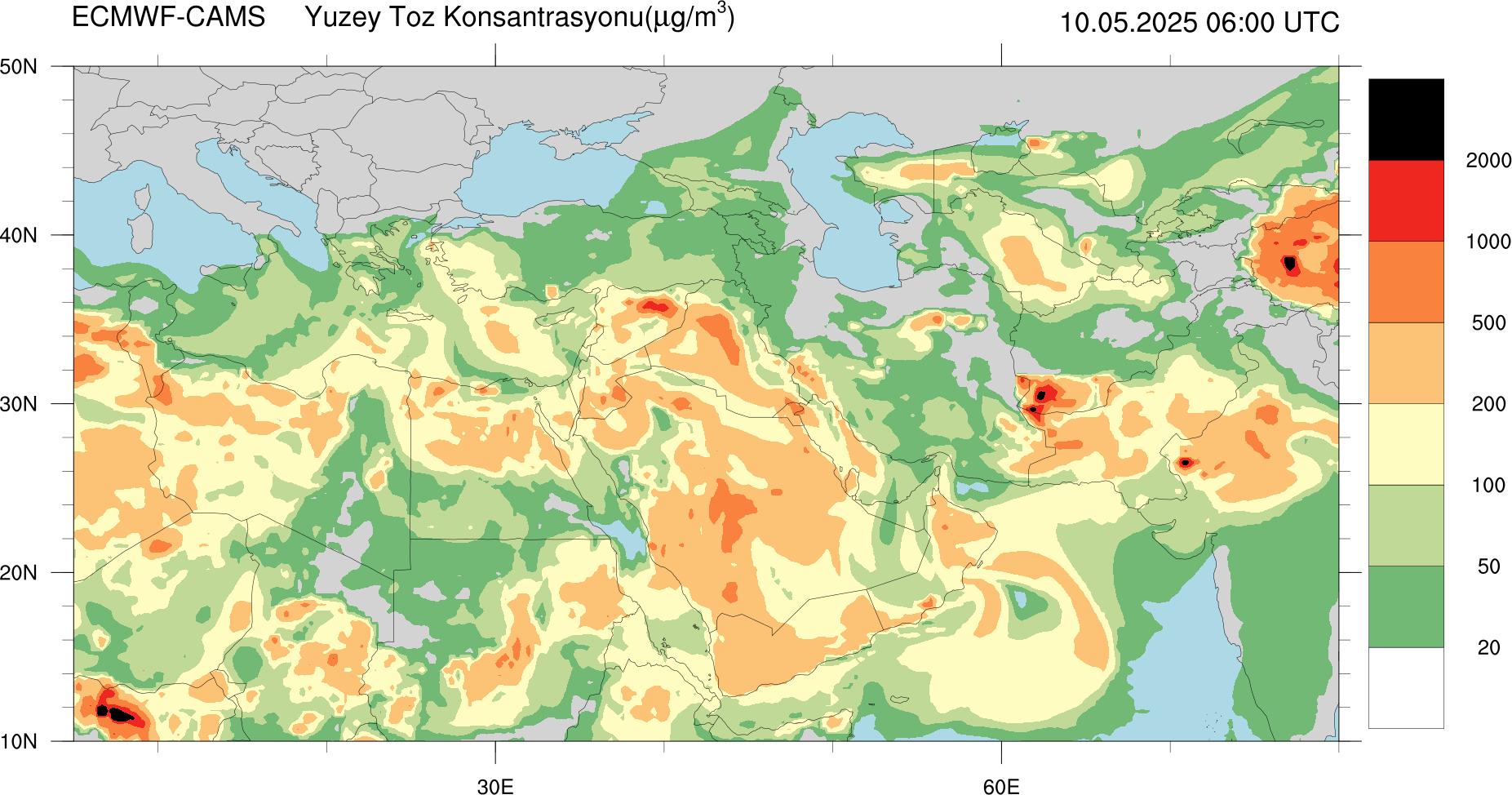 Yüzey Toz Konsantrasyonu Haritası Avrupa