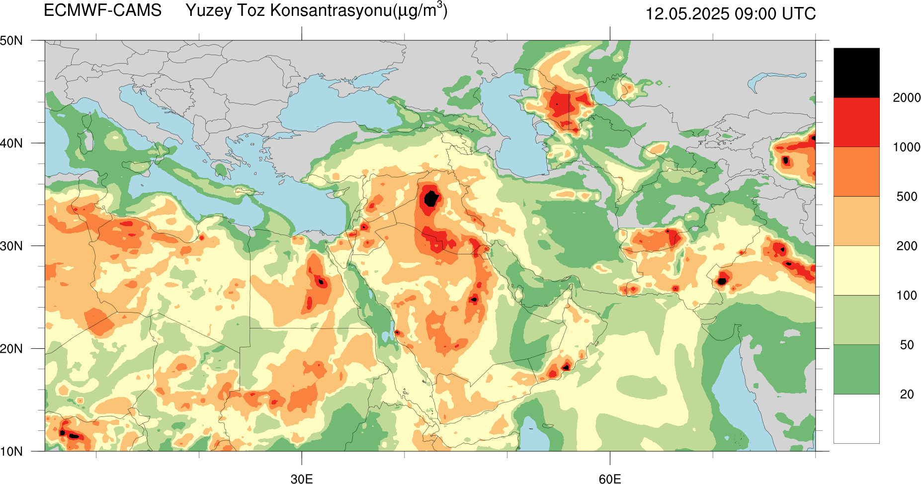 Yüzey Toz Konsantrasyonu Haritası Avrupa