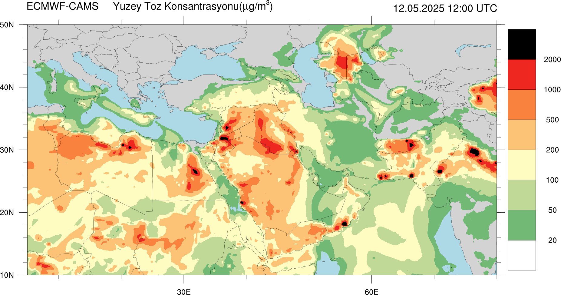 Yüzey Toz Konsantrasyonu Haritası Avrupa