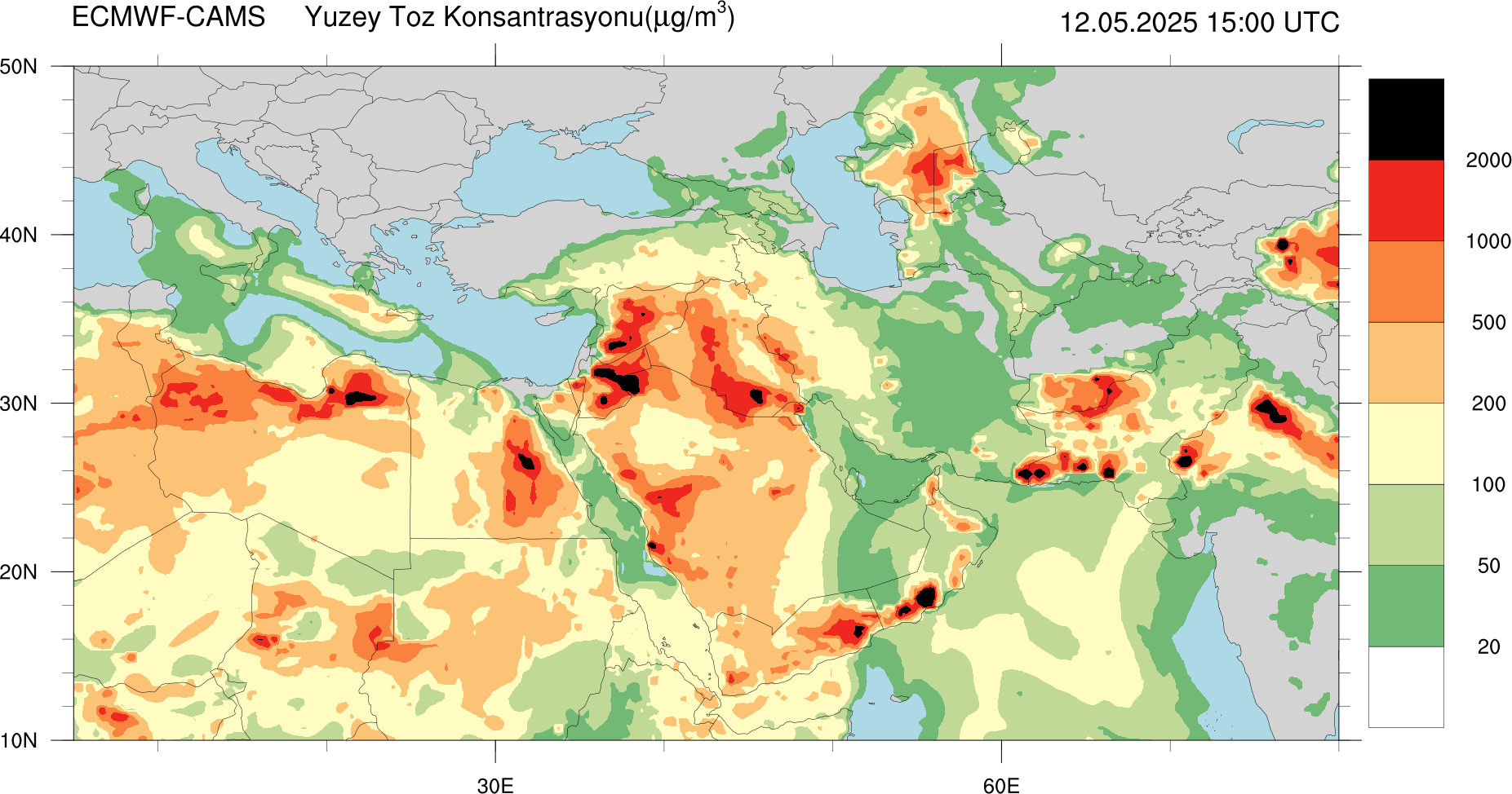 Yüzey Toz Konsantrasyonu Haritası Avrupa