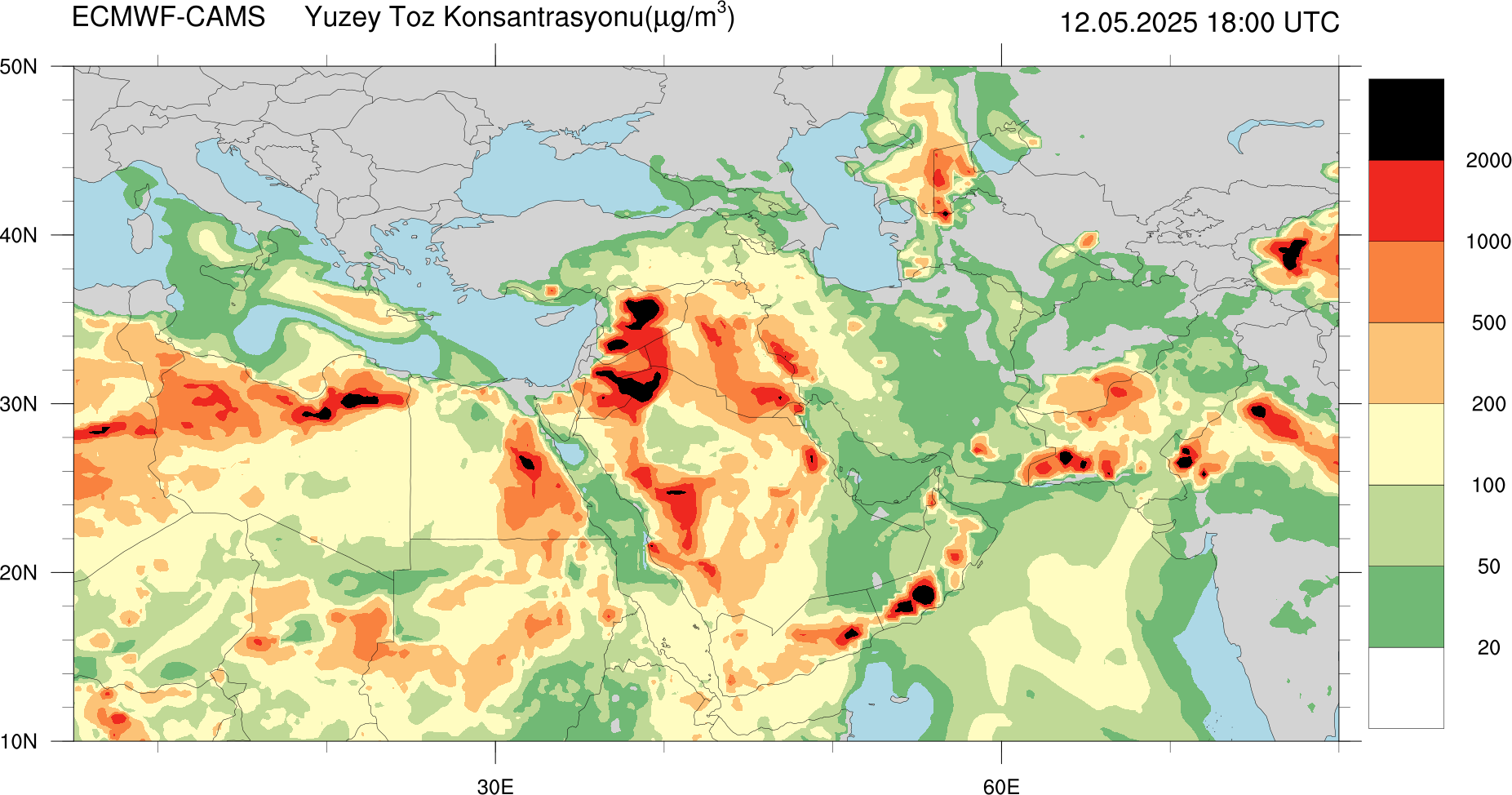 Yüzey Toz Konsantrasyonu Haritası Avrupa