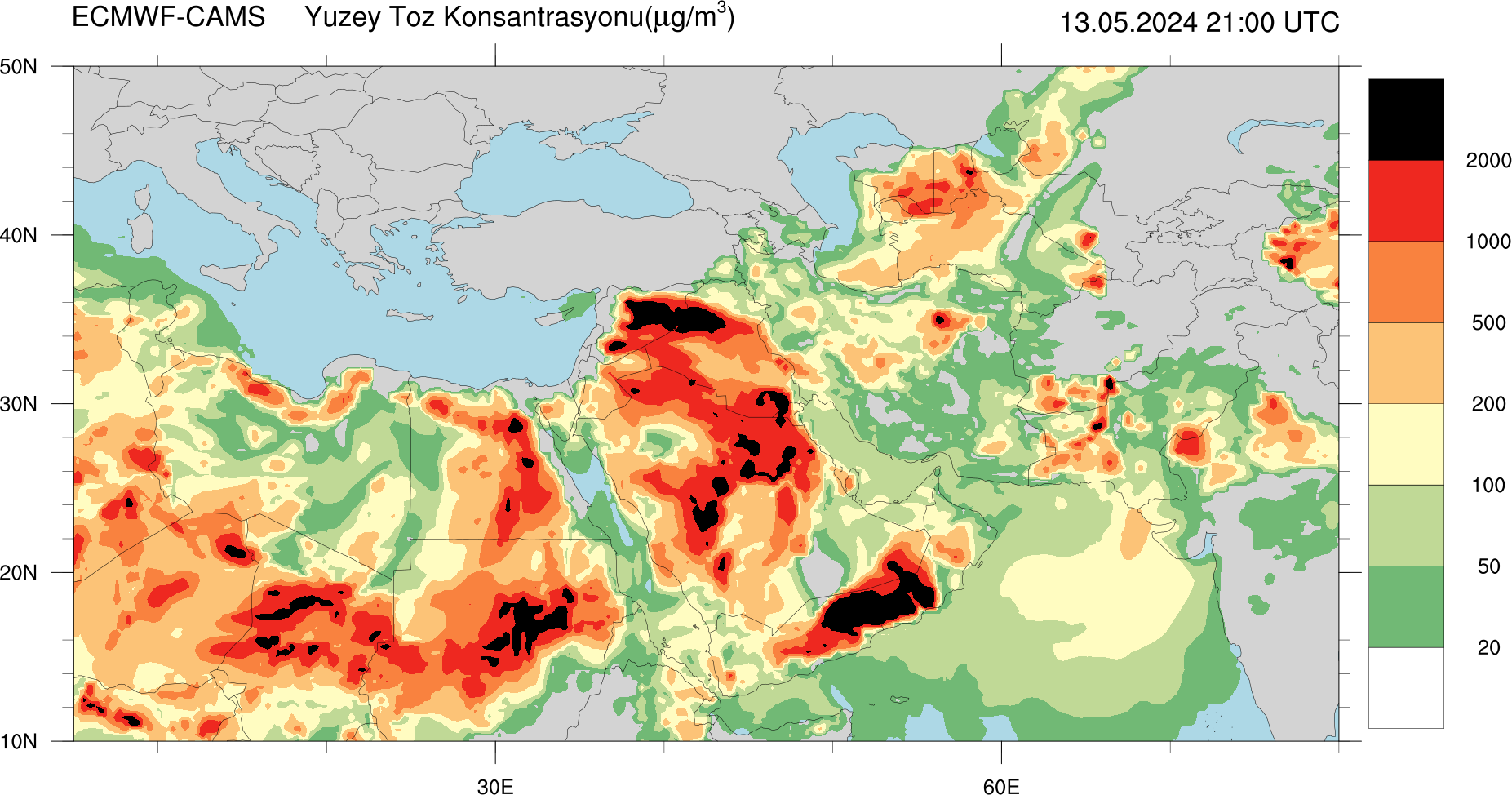 Yüzey Toz Konsantrasyonu Haritası Avrupa