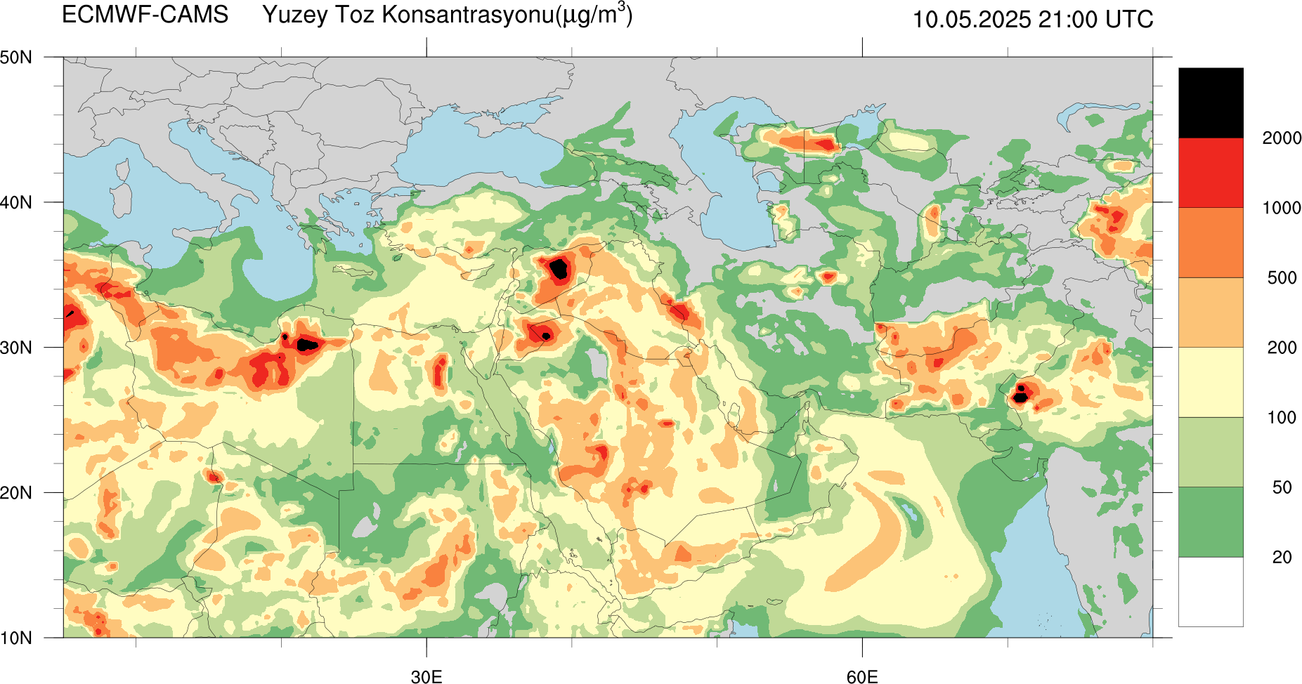 Yüzey Toz Konsantrasyonu Haritası Avrupa