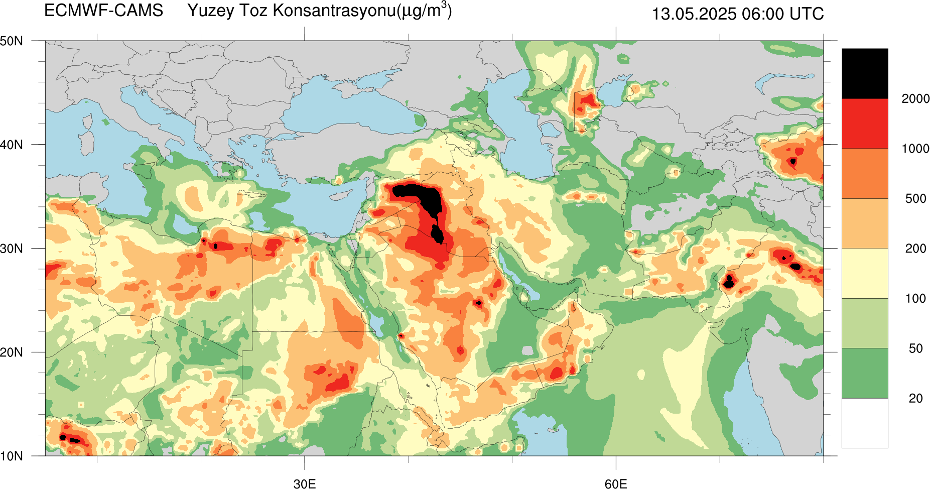 Yüzey Toz Konsantrasyonu Haritası Avrupa