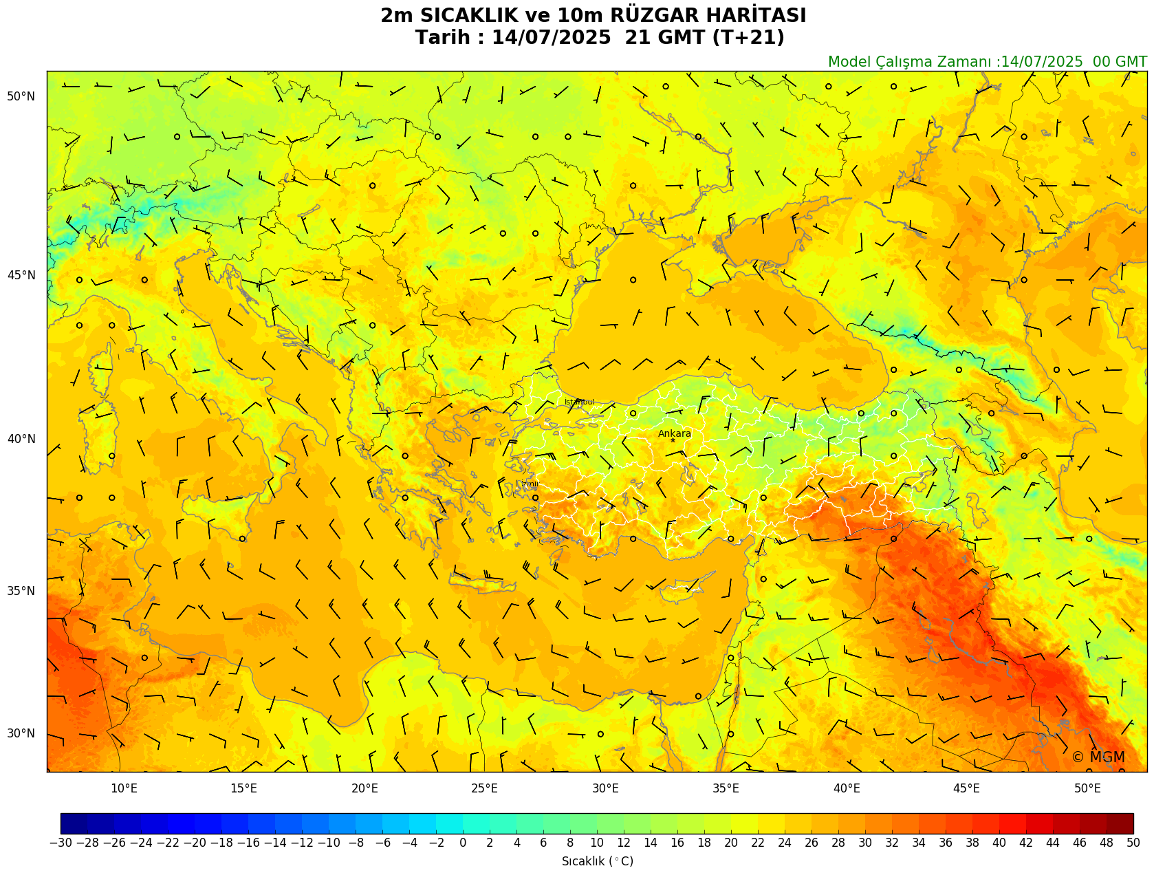 WRF Model Harita: Yer Haritası