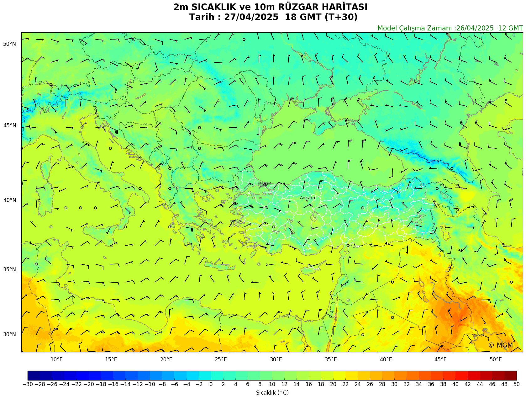 WRF Model Harita: Yer Haritası