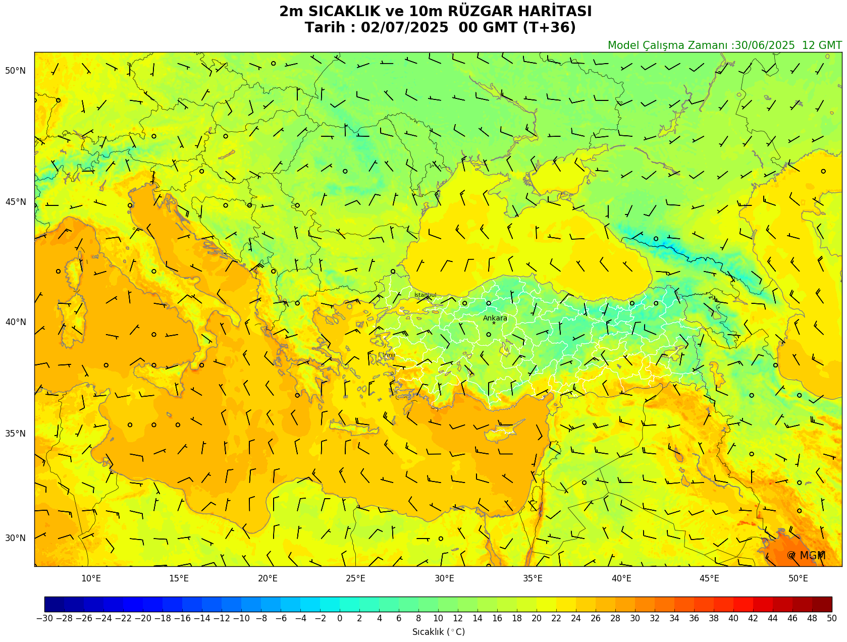 WRF Model Harita: Yer Haritası