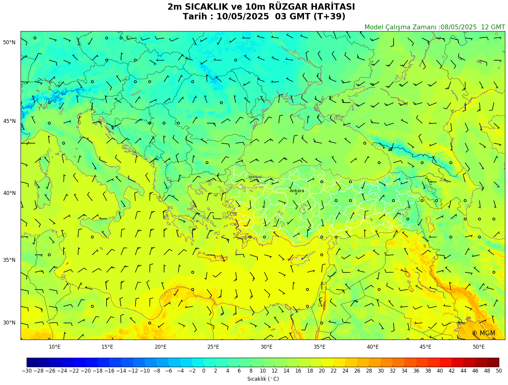 WRF Model Harita: Yer Haritası