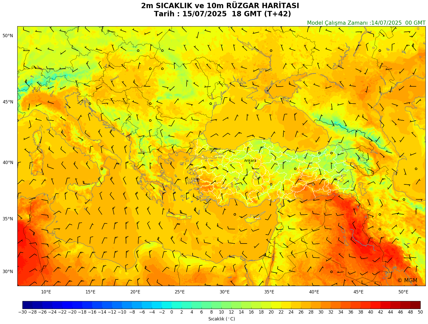 WRF Model Harita: Yer Haritası