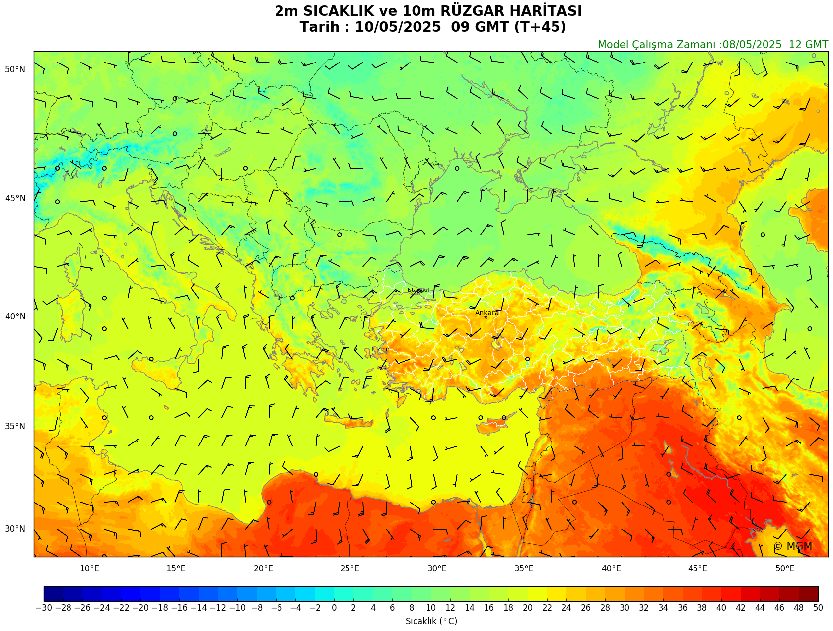 WRF Model Harita: Yer Haritası