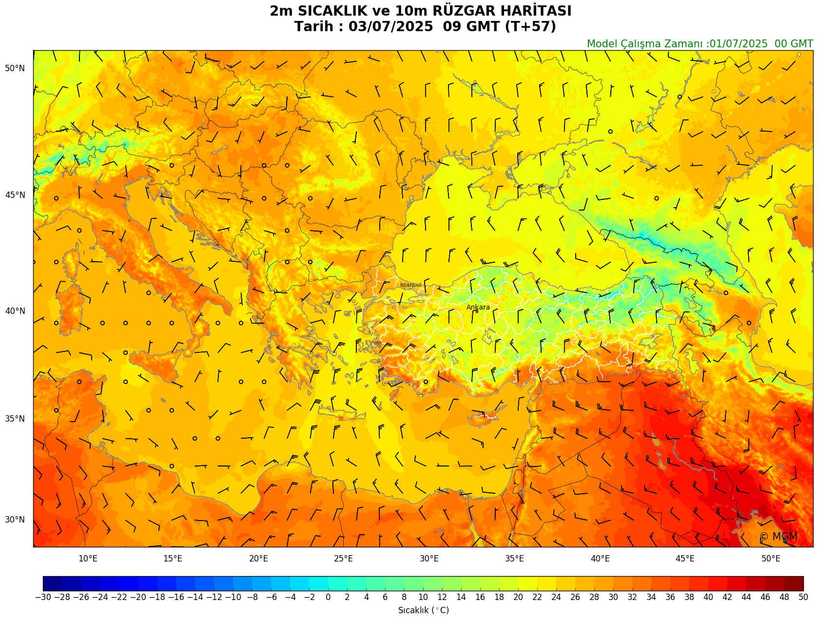 WRF Model Harita: Yer Haritası