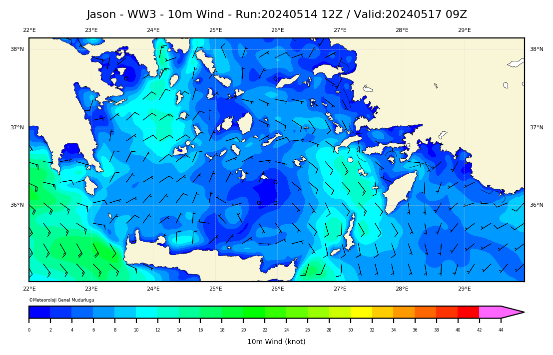 METU3 Harita: 10 m. Rüzgar Yön ve Şiddeti