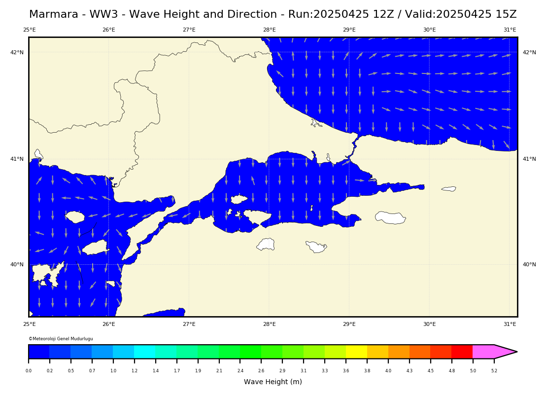 ww3 Harita: Wave Direction and Height