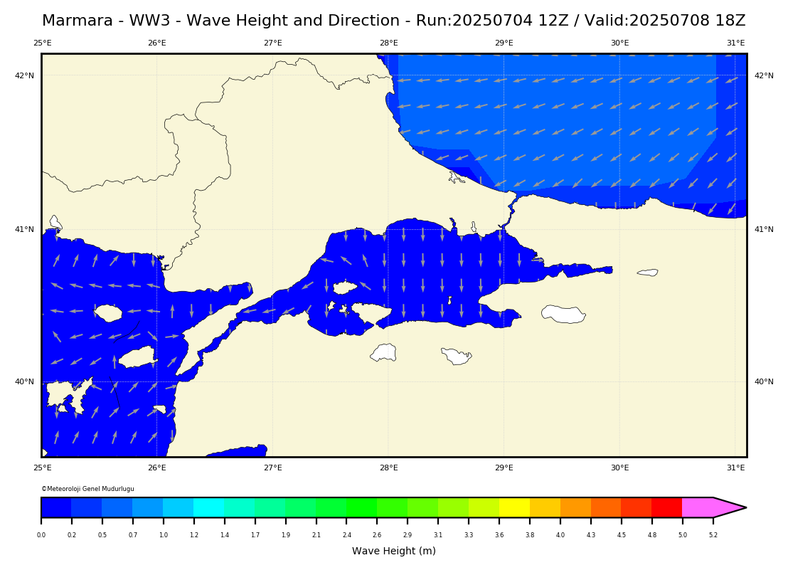 ww3 Harita: Wave Direction and Height