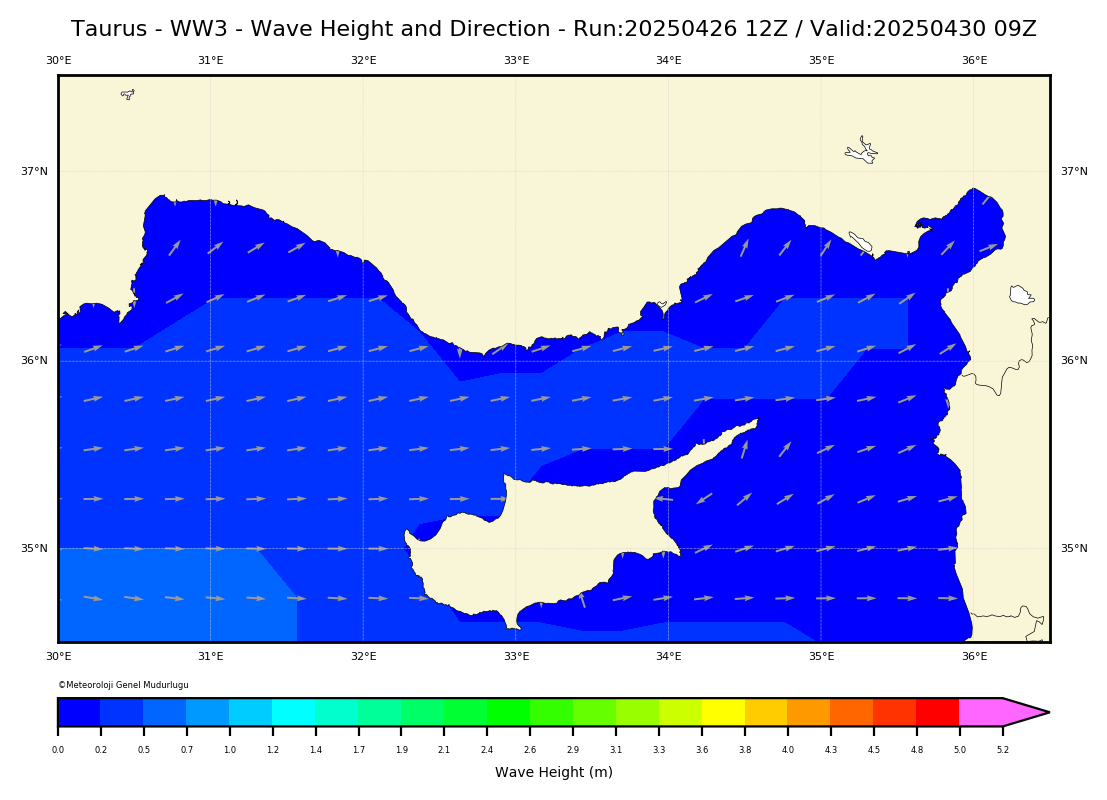 ww3 Harita: Wave Direction and Height