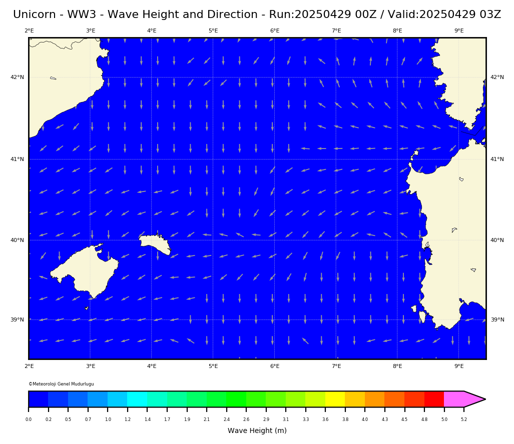 ww3 Harita: Wave Direction and Height