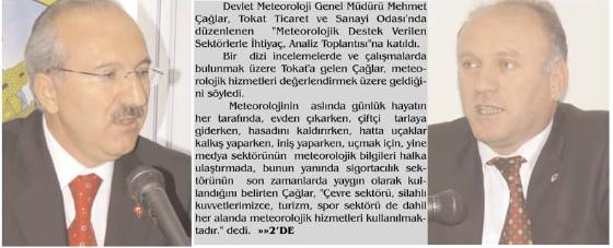 Devlet Meteoroloji İşleri Genel Müdürü Mehmet Çağlar Tokat'ta