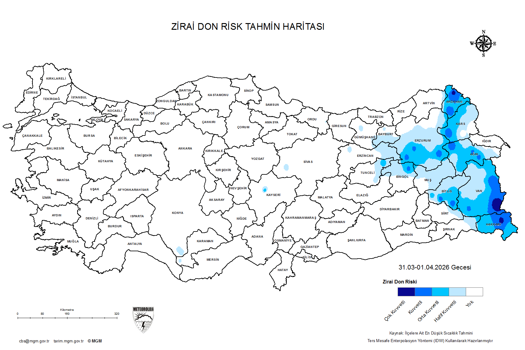 Zirai Don Tahmini - 2 m. Yükseklikte / 4 GÜN SONRA