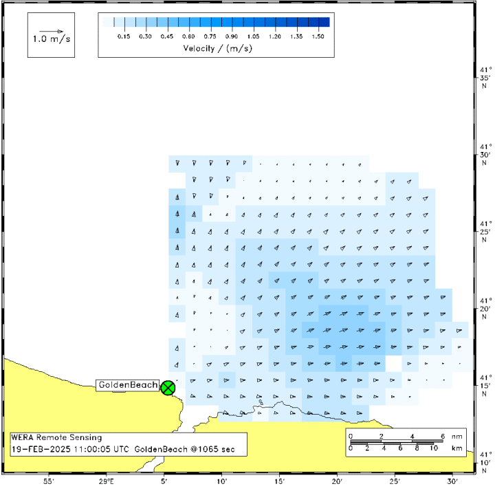 Radar Fotoğrafı: Akıntı Hızı ve Yönü - Avrupa (GoldenBeach)