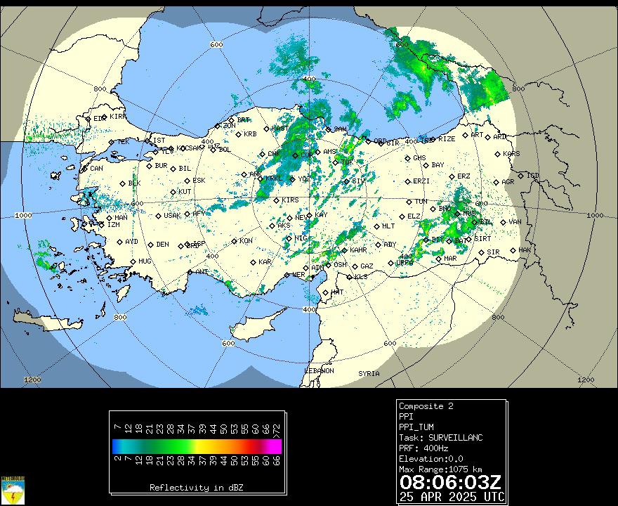 Radar Görüntüsü: Birleştirilmiş, PPI