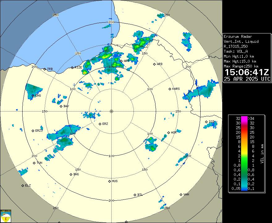 Radar Görüntüsü: Erzurum, VIL