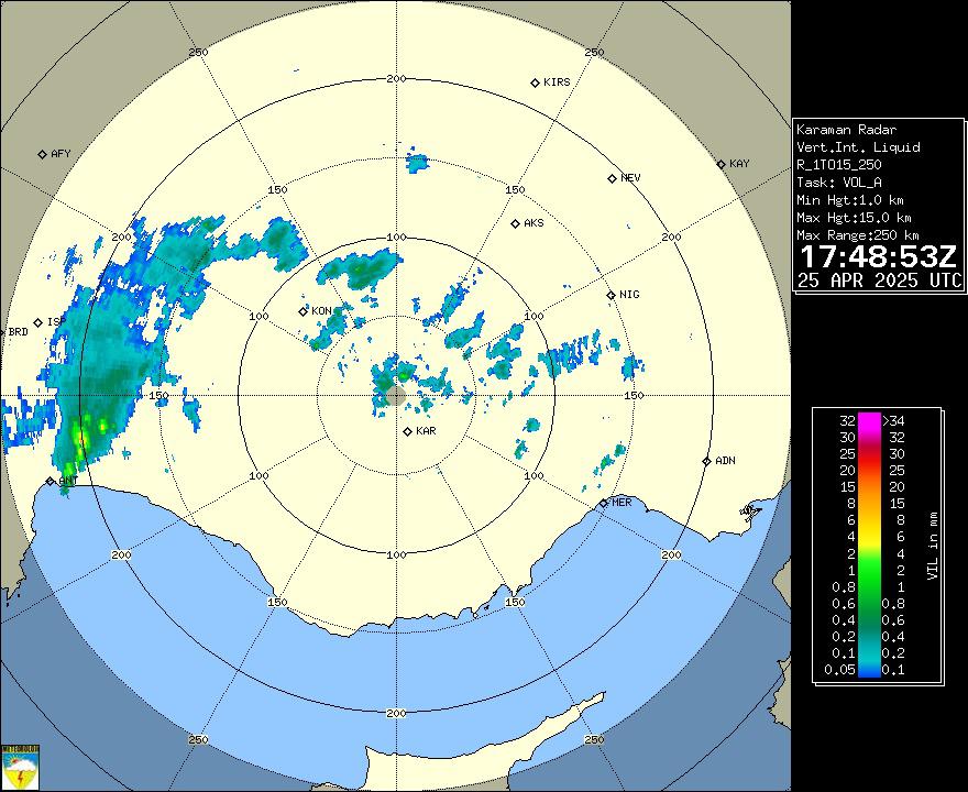 Radar Görüntüsü: Karaman, VIL