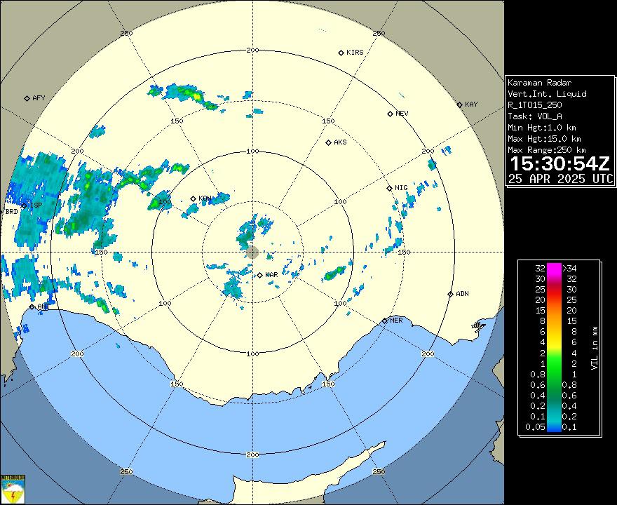 Radar Görüntüsü: Karaman, VIL