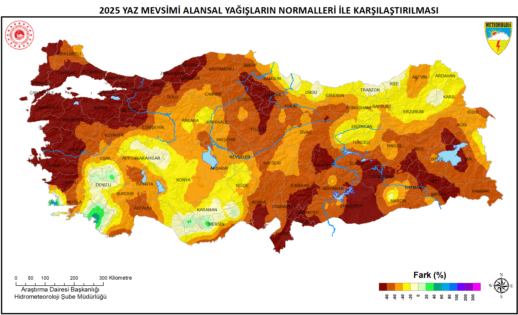 Dönem Yağışlarının Normalleri ile Mukayesesi Haritası