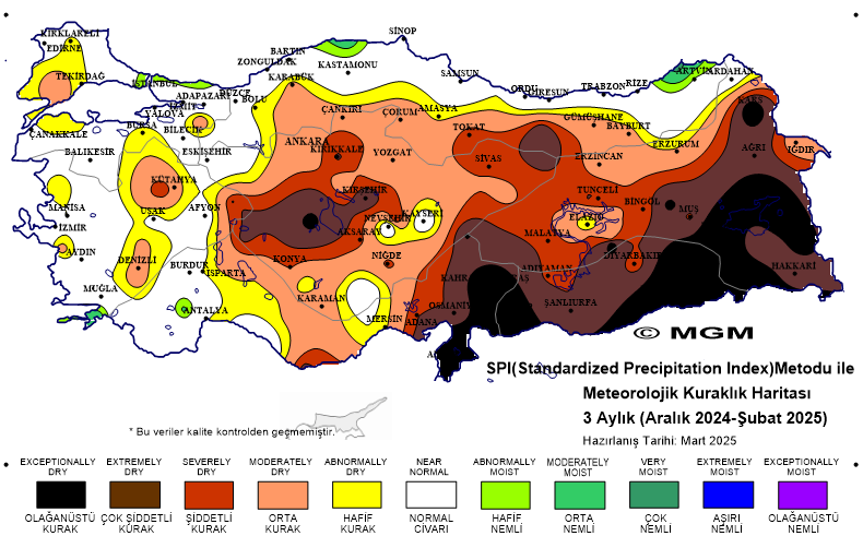 3 Aylık Kuraklık Haritası