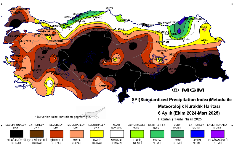 6 Aylık Kuraklık Haritası