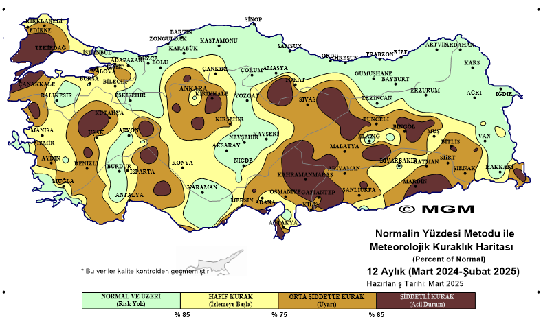 12 Aylık Kuraklık Haritası